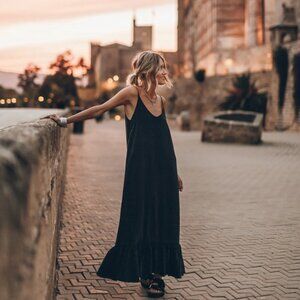 The Dark Long Ruffle Dress NEW size M